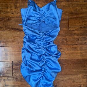 Fanco Party Dress Blue Shrug with cut out size Small